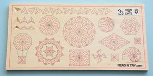 This chip carving practice boards feature several rosettes that are consisted from both 3 and 4 corner chips.