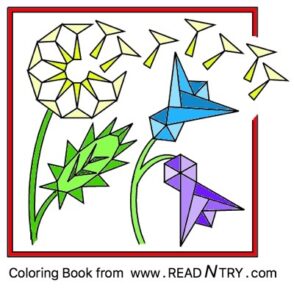 Example of coloring of a flower pattern from the PDF coloring book.