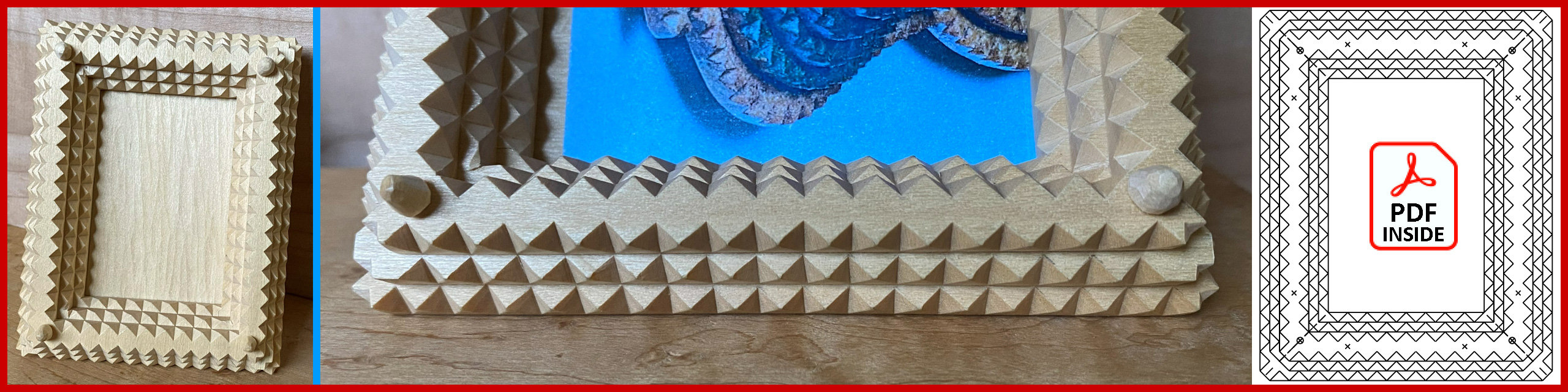 Hobo and Tramp Art Introduction. Includes a photo of three-layer picture frame and a free PDF pattern for woodcarvers of all levels.