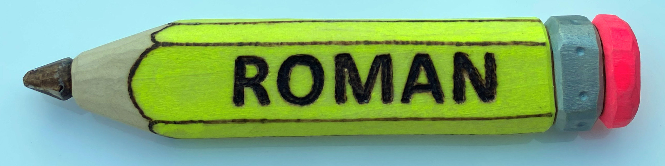 Woodcarving a Pencil Name Badge